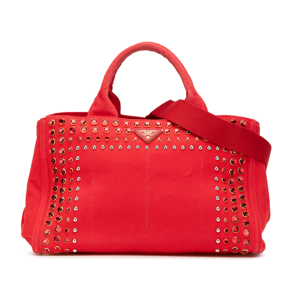 Pre-Loved Prada Canvas Canapa Bijoux Satchel - Picture 1 of 11